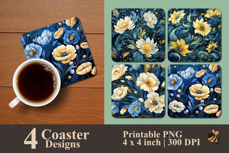 Elegant Flowers Coaster Sublimation Designs example image 1