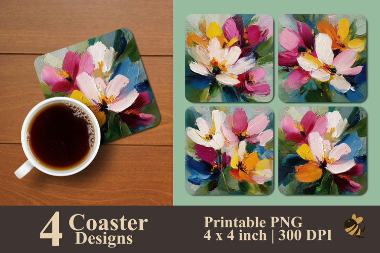 Abstract Blossom Flow Coaster Sublimation Design