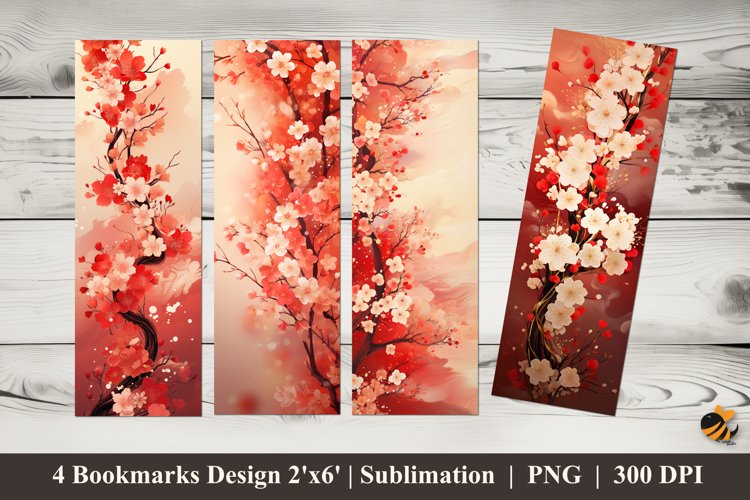New Year Flowers Bookmarks Sublimation Design