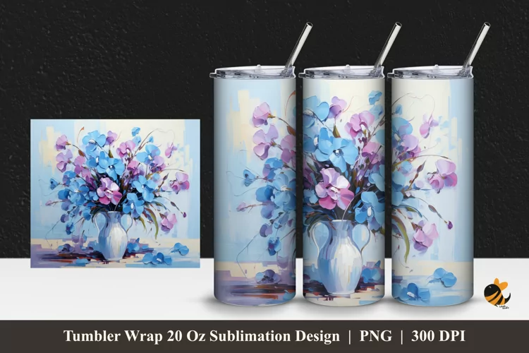 Sweet Peas Flower Tumbler Wrap Sublimation Design 1