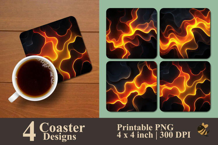 Abstract Flames Coaster Sublimation Design example image 1