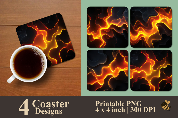 Abstract Flames Coaster Sublimation Design