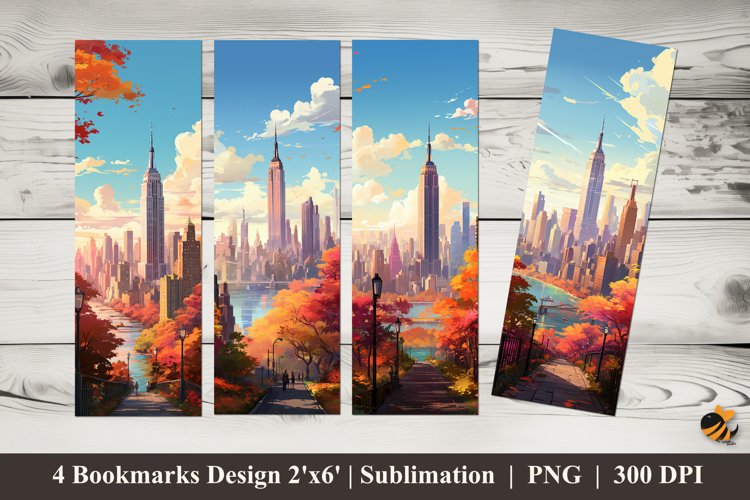 City Wallpaper Bookmarks Sublimation Design example image 1
