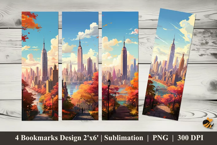 City Wallpaper Bookmarks Sublimation Design