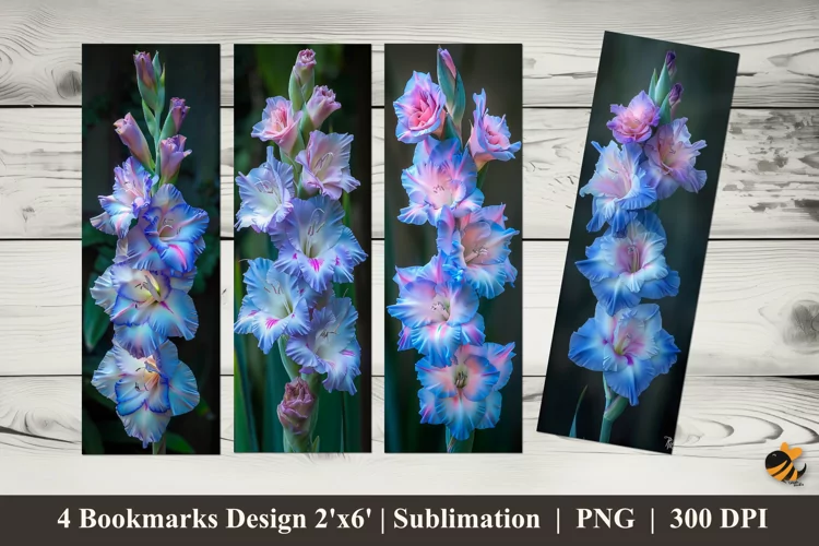 Gladiolus Flowers Bookmarks Sublimation Design