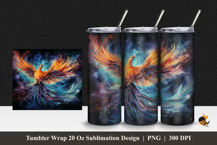 Phoenix Illution Tumbler Wrap Sublimation Design 1