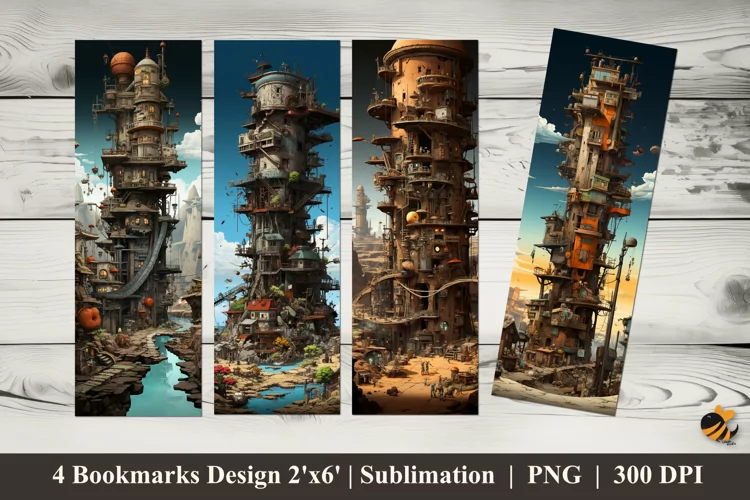 Old Factory Bookmarks Sublimation Design
