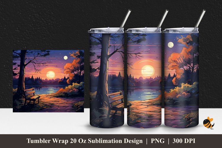Evening Clouds Tumbler Wrap Sublimation Design 1 example image 1