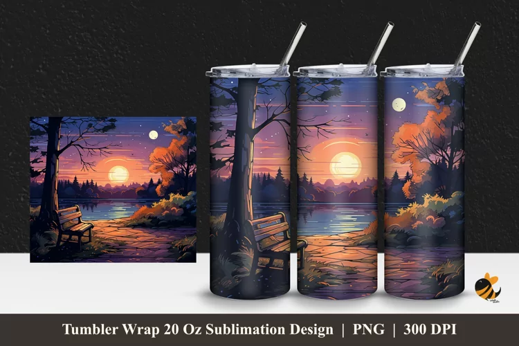 Evening Clouds Tumbler Wrap Sublimation Design 1