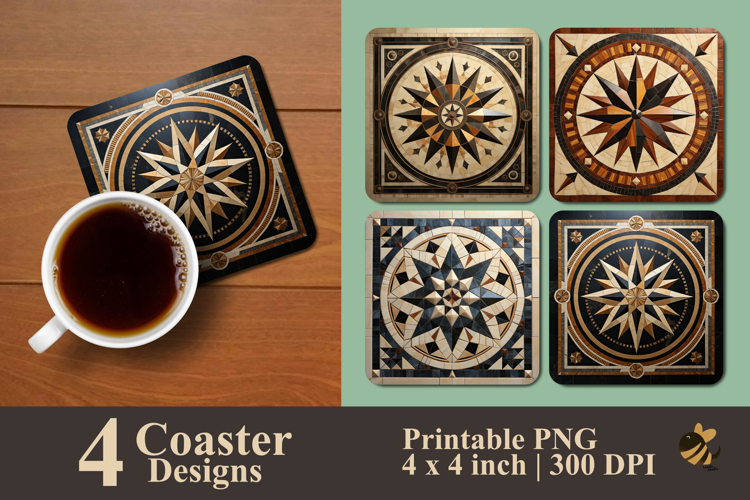 Ancient Geometric Mosaic Coaster Sublimation Design