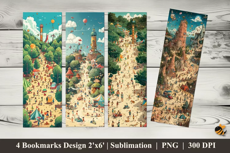 Holiday Festival Bookmarks Sublimation Design