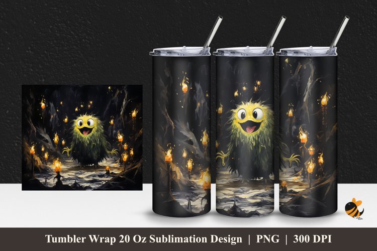 Happy Monster Tumbler Wrap Sublimation Design 1