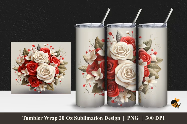 Bounty Flower Tumbler Wrap Sublimation Design 1