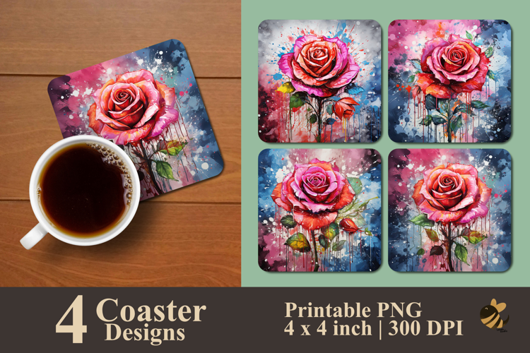 Tropicana Rose Coaster Sublimation Design