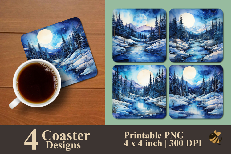 Snow Valley Coaster Sublimation Design