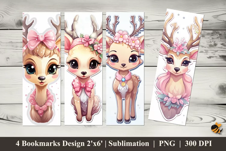 Beautiful Deer Bookmarks Sublimation Design