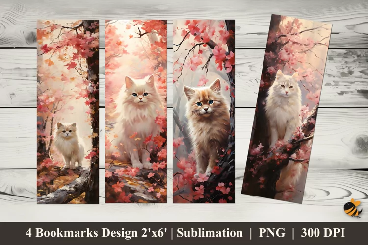 Beautiful Pet Cat Bookmarks Sublimation Design