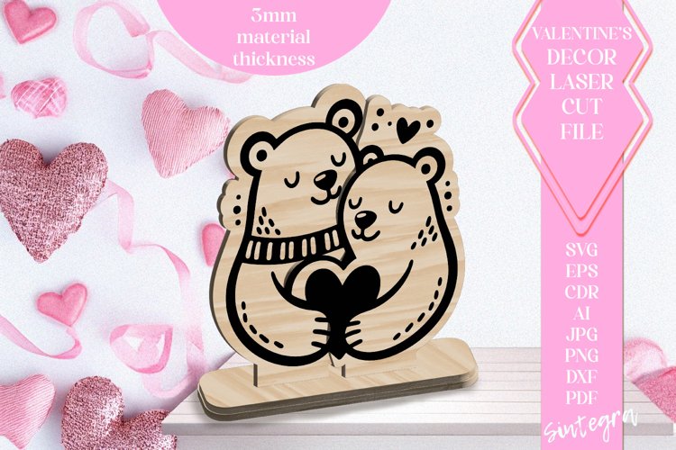Bears Love Valentine Ornament Laser Cut SVG v3
