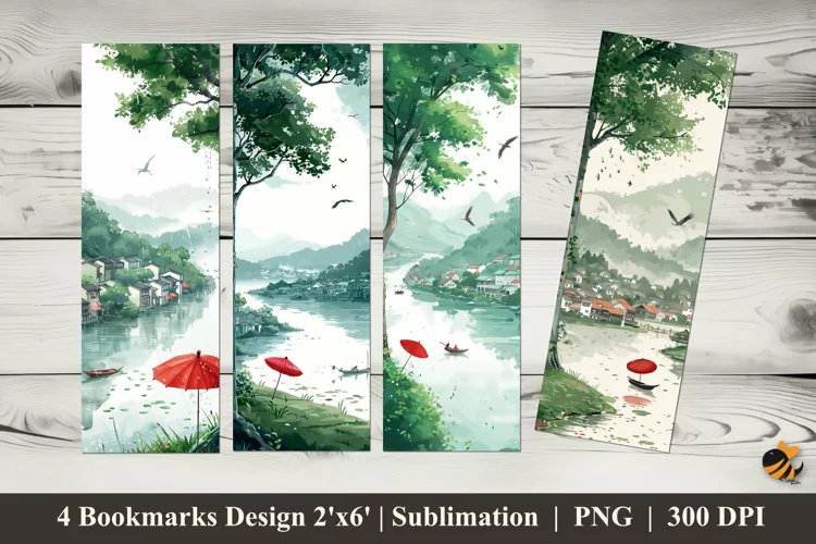 Lake View Bookmarks Sublimation Design