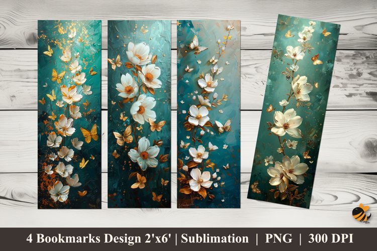 Oil Painting Flowers Bookmarks Sublimation Design