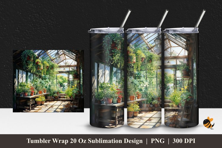 Flower At Greenhouse Tumbler Wrap Sublimation Design 1 example image 1