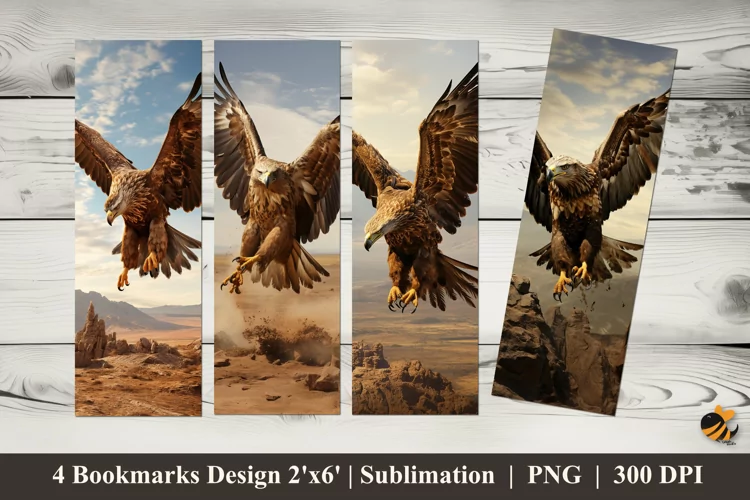 Eagle Landing Bookmarks Sublimation Design