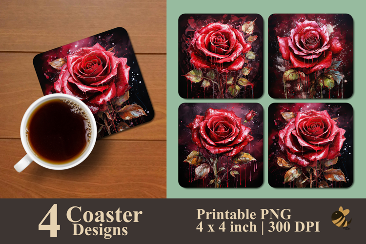 Royal Velvet Rose Coaster Sublimation Design