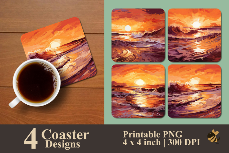 Sunset Wave Coaster Sublimation Design