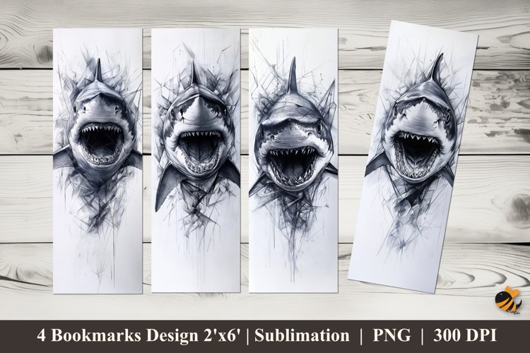 Fierce Shark Bookmarks Sublimation Design