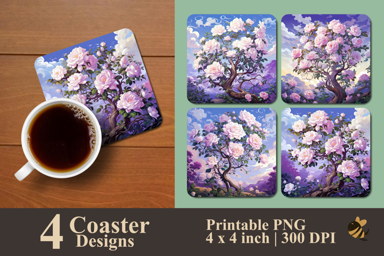 Rose Tree In Nature Coaster Sublimation Design