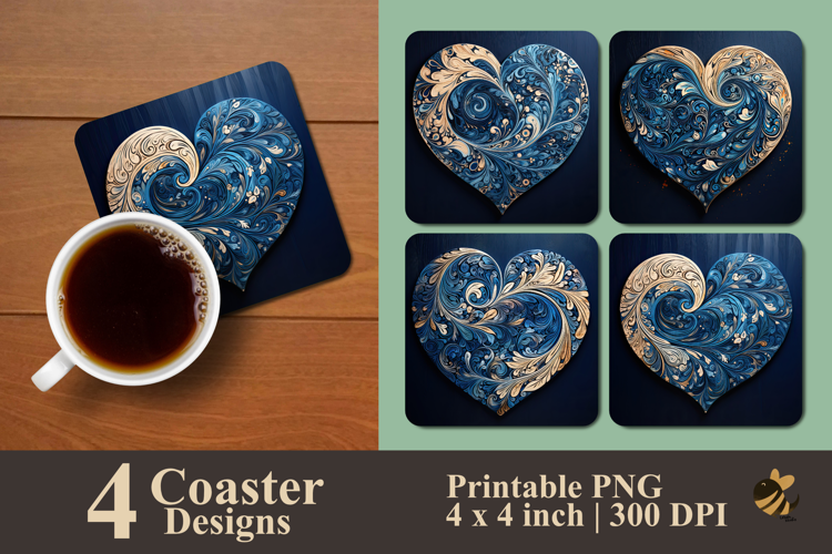 Batik Love Coaster Sublimation Design