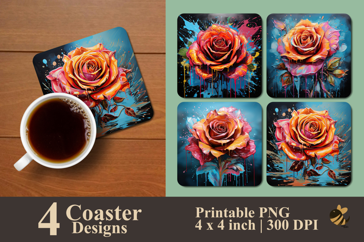 Rosewave Graffiti Drip Coaster Sublimation Design