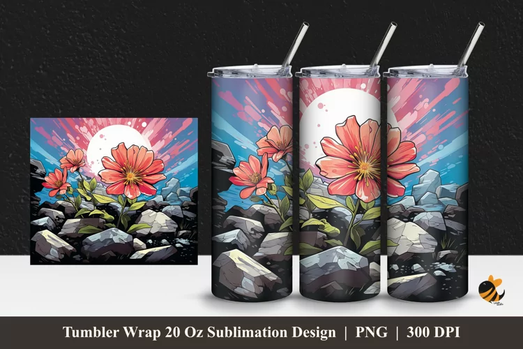 Celestial Blossoms Tumbler Wrap Sublimation Design 1