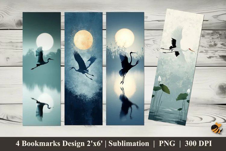 Flying Stork Bookmarks Sublimation Design