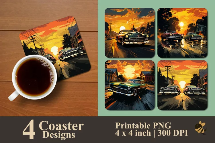 Afternoon Stroll Coaster Sublimation Designs