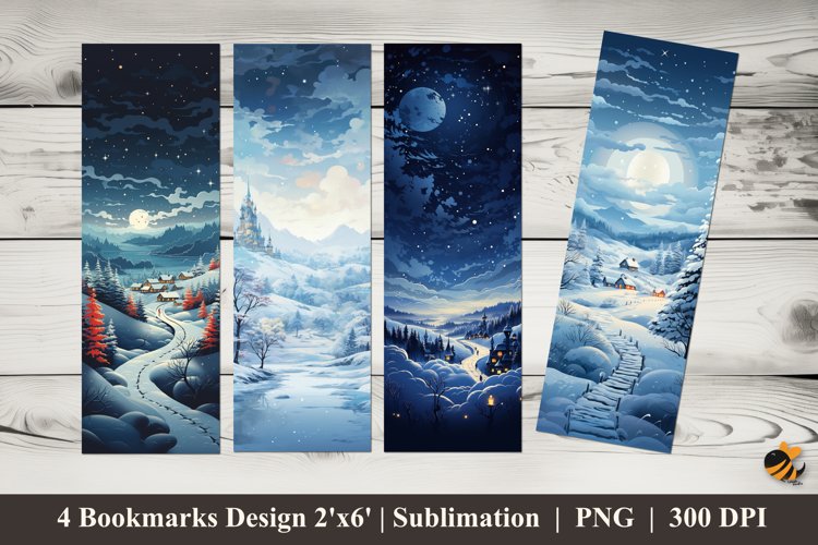 Winter Fairytale Bookmarks Sublimation Design example image 1