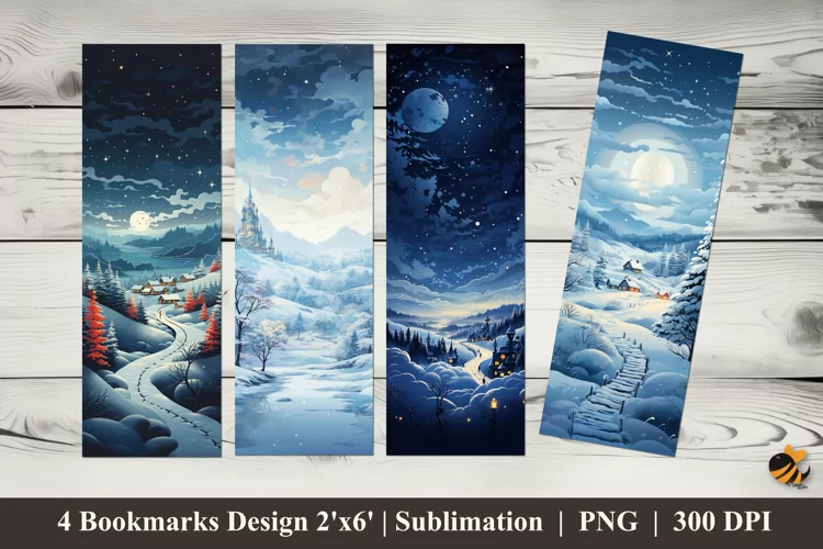 Winter Fairytale Bookmarks Sublimation Design