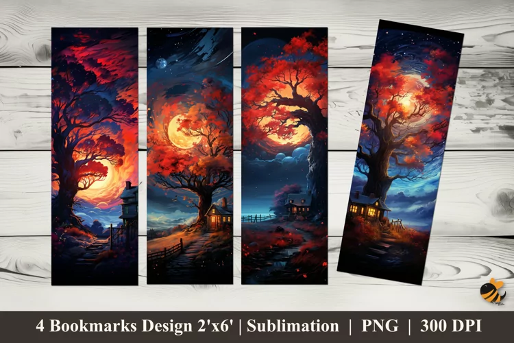 Country House Bookmarks Sublimation Design