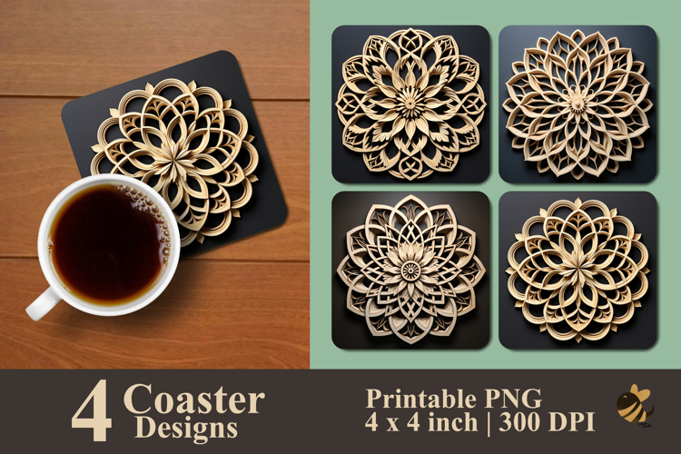 Boho Wooden Symmetry Coaster Sublimation Design