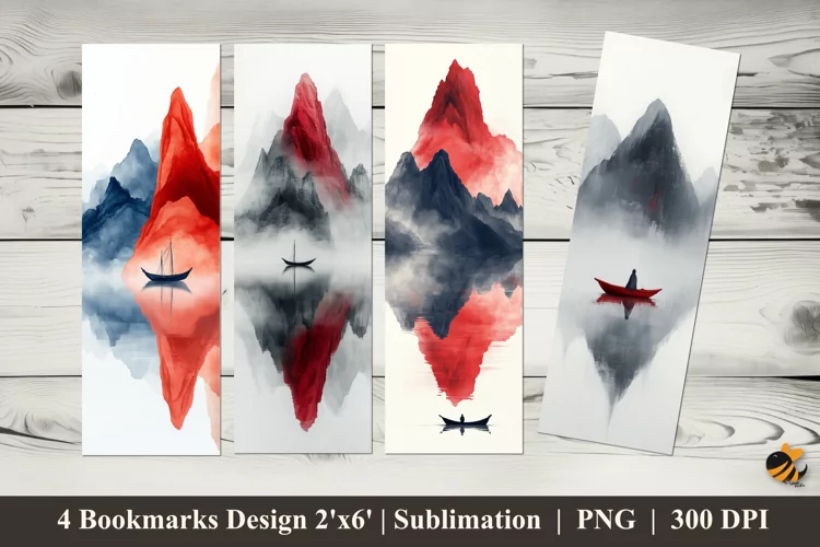 Mountain Shape Bookmarks Sublimation Design