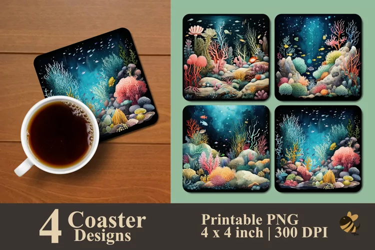 Inside Aquascape Coaster Sublimation Designs