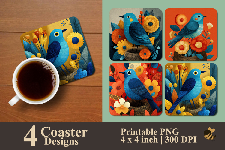 Bluebird’s Nest Coaster Sublimation Design