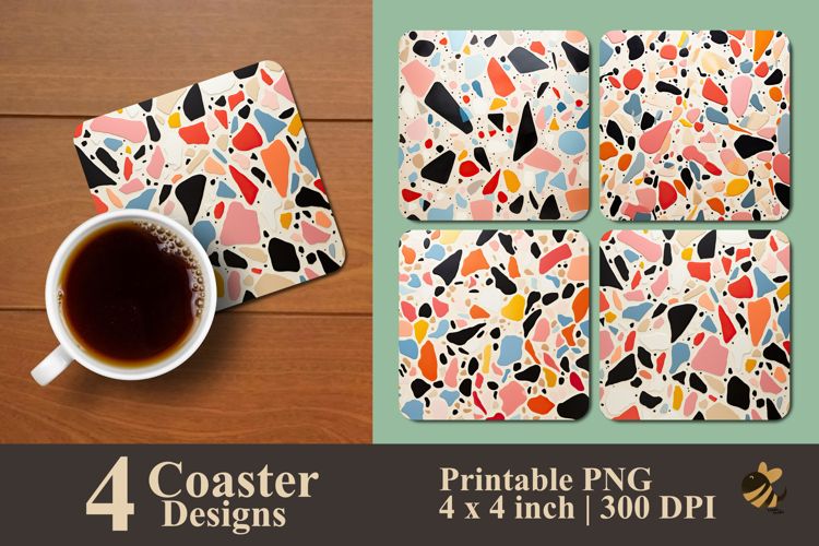 Colorful Abstract Terrazzo Coaster Sublimation Design