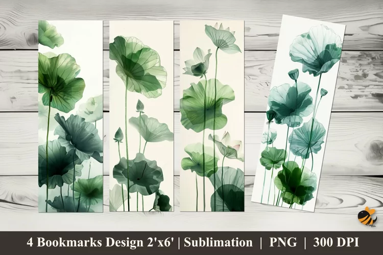 Lotus Leaves Bookmarks Sublimation Design