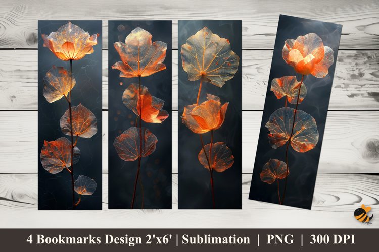 Dead Leave Lotus Bookmarks Sublimation Design example image 1
