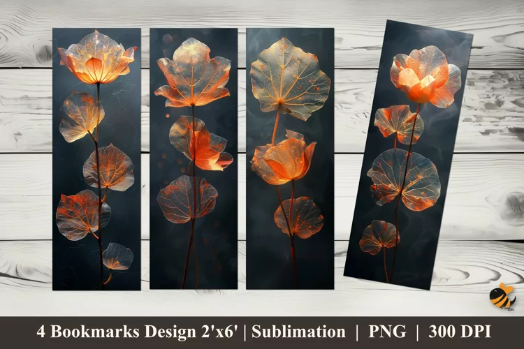 Dead Leave Lotus Bookmarks Sublimation Design