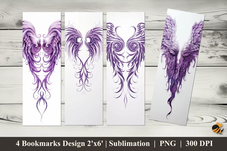 Purple Wings Bookmarks Sublimation Design