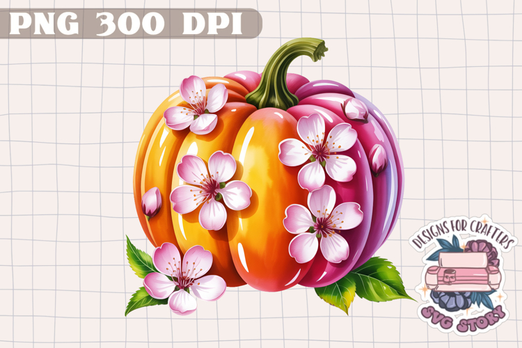 Autumn Pumpkin Sublimation design Fall Decorative Color PNG