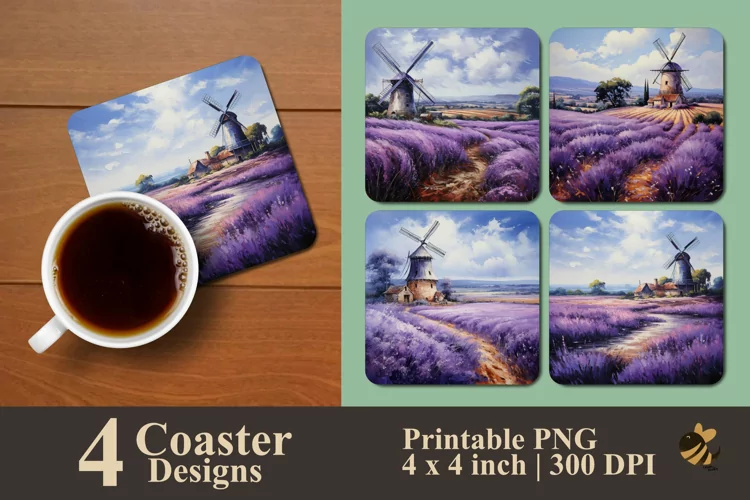 Garden Lavender Coaster Sublimation Designs