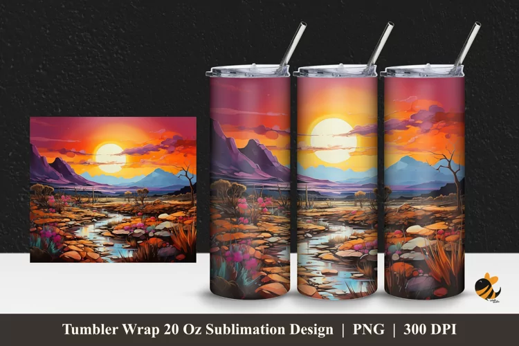 Hill Beauty Flower Tumbler Wrap Sublimation Design 1